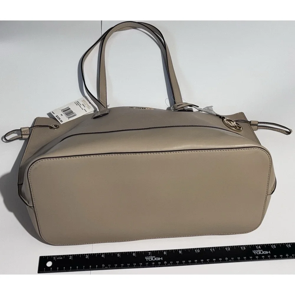 Michael Kors Trista Large Drawstring Tote Shoulder Bag Purse Beige Bisque $328